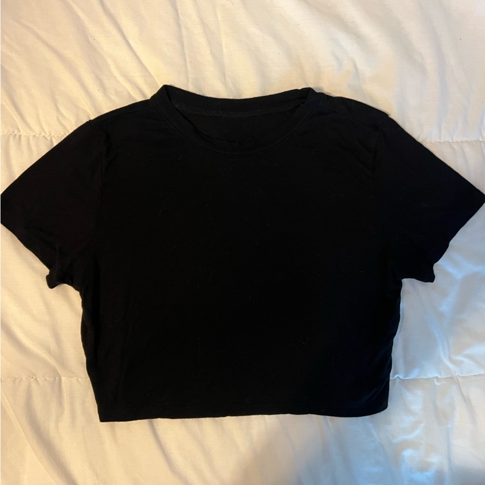 Black T cropped top